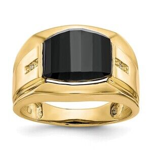10k Yellow Gold Genuine Fine Jewelry  Men's  Diamond & Black Onyx Ring